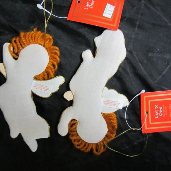 80'S 90'S KITCSHY L'ART DE CHINE FABRIC CHRISTMAS ORNAMENTS SET OF 8 W/ORIG TAGS - Picture 8 of 11